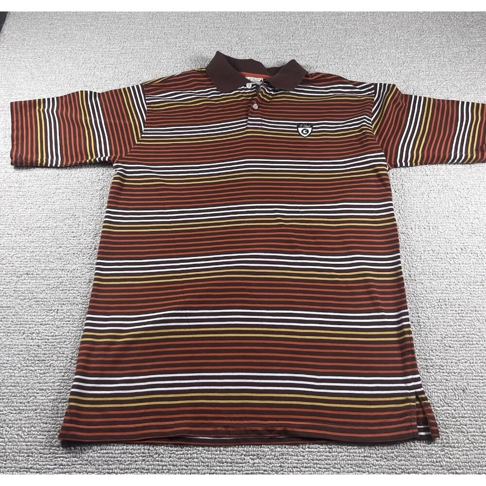 G-unit Striped Polo Shirt Brown Orange White Men’s Size Large